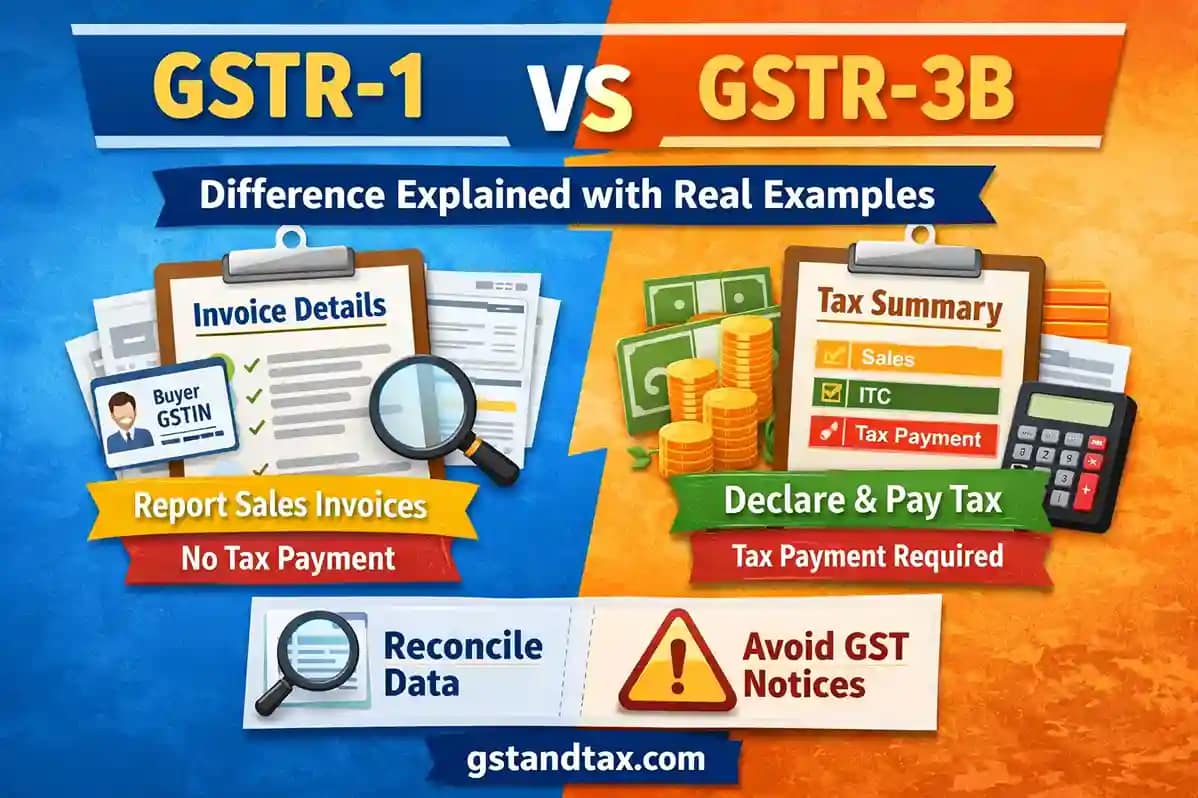 GSTR-1 vs GSTR-3B difference explained with real examples