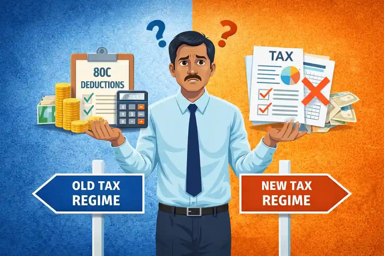Old vs New tax regime comparison showing confusion for salaried employees