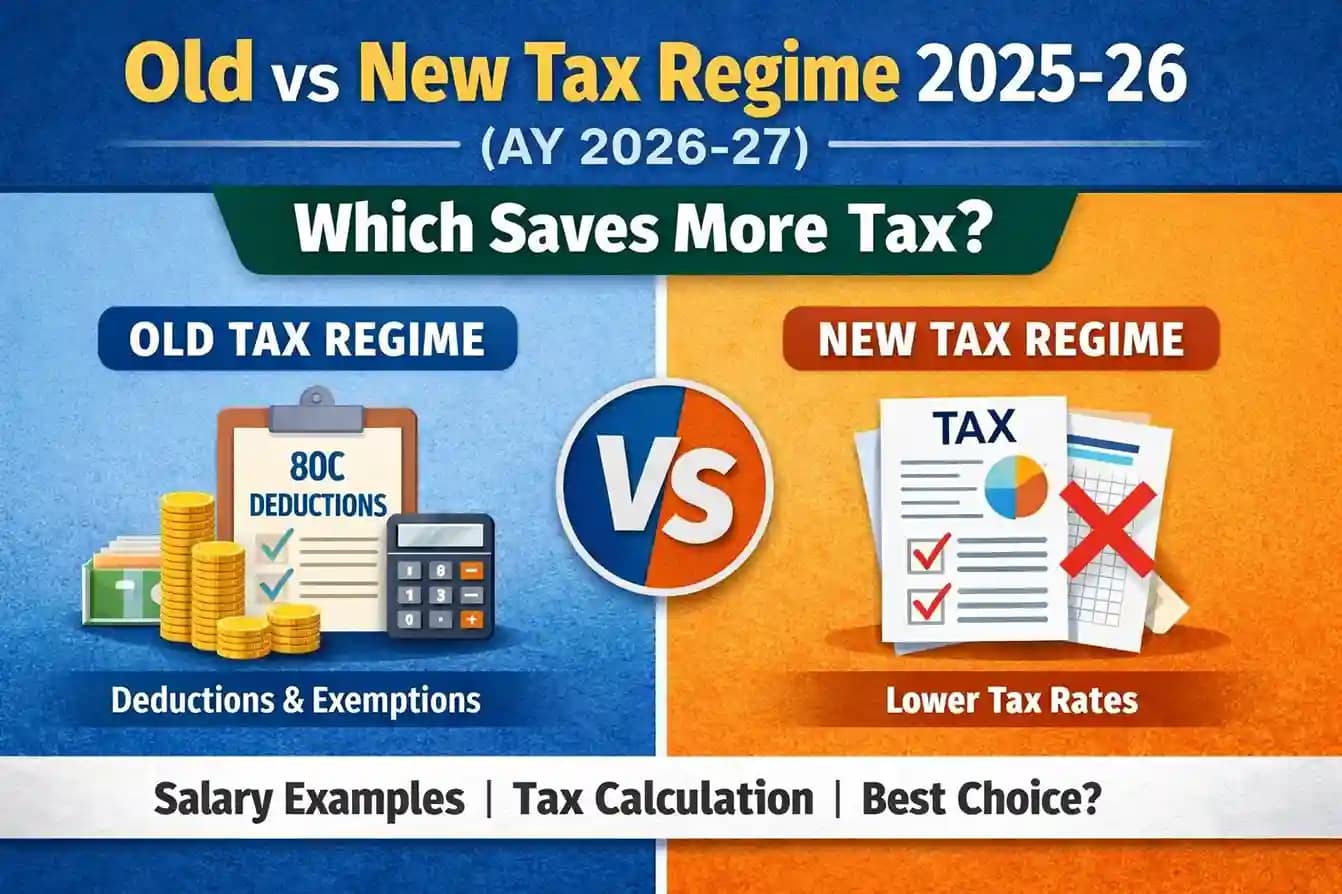 Old vs New Tax Regime 2025-26 comparison with salary examples